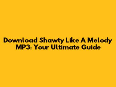 Download 'Shawty Like A Melody' MP3: Your Ultimate Guide