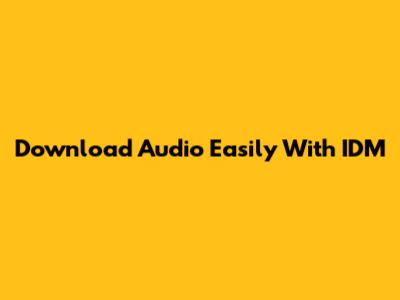 Download Audio Easily With IDM