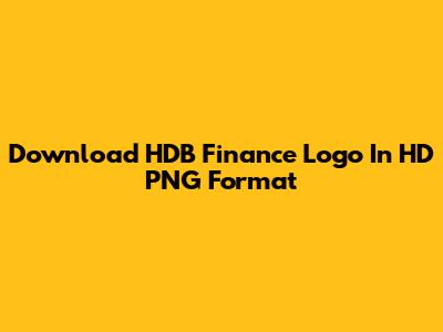 Download HDB Finance Logo In HD PNG Format