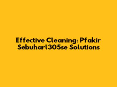 Effective Cleaning: Pfakir Sebuharl305se Solutions