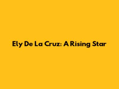 Ely De La Cruz: A Rising Star