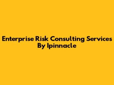 Enterprise Risk Consulting Services By Ipinnacle
