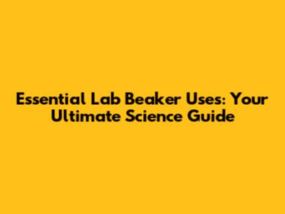 Essential Lab Beaker Uses: Your Ultimate Science Guide
