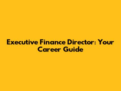 Executive Finance Director: Your Career Guide