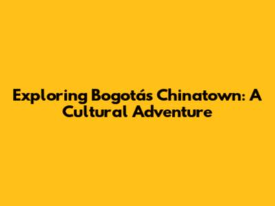Exploring Bogotá's Chinatown: A Cultural Adventure