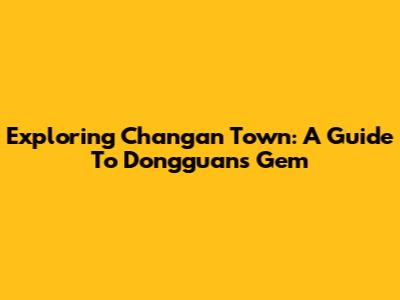 Exploring Changan Town: A Guide To Dongguan's Gem