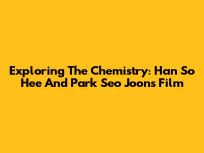 Exploring The Chemistry: Han So Hee And Park Seo Joon's Film