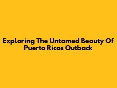 Exploring The Untamed Beauty Of Puerto Rico's Outback