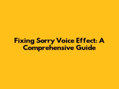 Fixing Sorry Voice Effect: A Comprehensive Guide