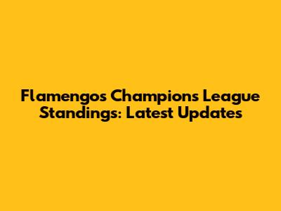 Flamengo's Champions League Standings: Latest Updates