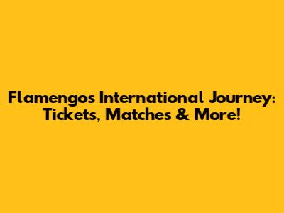 Flamengo's International Journey: Tickets, Matches & More!