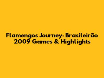 Flamengo's Journey: Brasileirão 2009 Games & Highlights