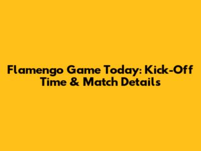 Flamengo Game Today: Kick-Off Time & Match Details