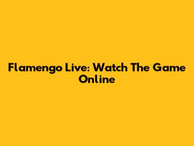 Flamengo Live: Watch The Game Online