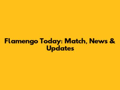Flamengo Today: Match, News & Updates