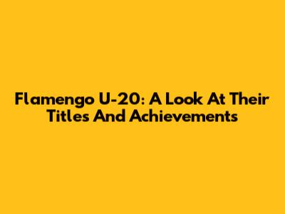 Flamengo U-20: A Look At Their Titles And Achievements