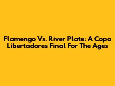 Flamengo Vs. River Plate: A Copa Libertadores Final For The Ages