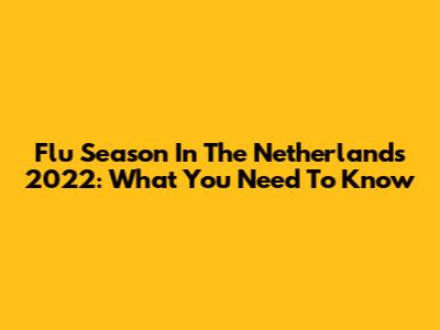 Flu Season In The Netherlands 2022: What You Need To Know