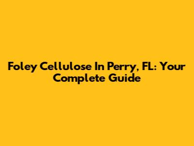 Foley Cellulose In Perry, FL: Your Complete Guide