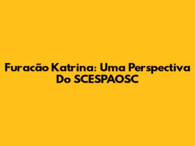Furacão Katrina: Uma Perspectiva Do SCESPAOSC