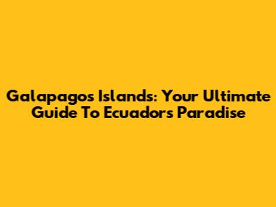 Galapagos Islands: Your Ultimate Guide To Ecuador's Paradise