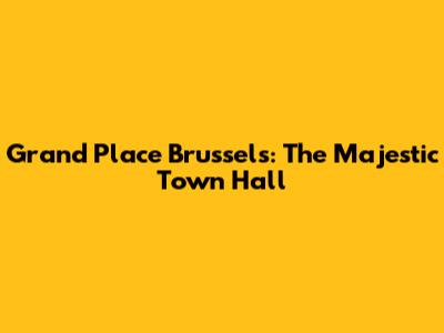 Grand Place Brussels: The Majestic Town Hall