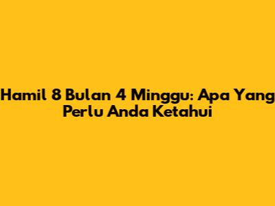 Hamil 8 Bulan 4 Minggu: Apa Yang Perlu Anda Ketahui
