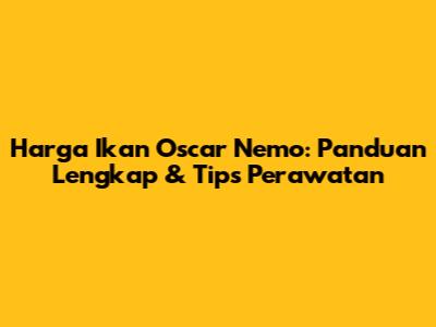 Harga Ikan Oscar Nemo: Panduan Lengkap & Tips Perawatan