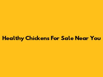 Healthy Chickens For Sale Near You