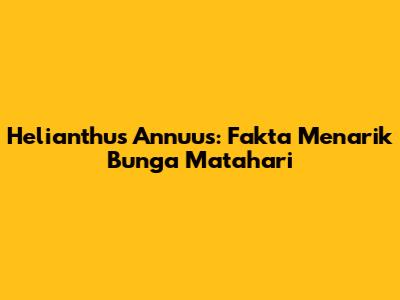 Helianthus Annuus: Fakta Menarik Bunga Matahari
