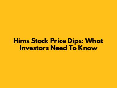 Hims Stock Price Dips: What Investors Need To Know