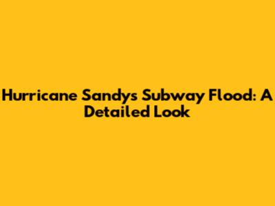 Hurricane Sandy's Subway Flood: A Detailed Look
