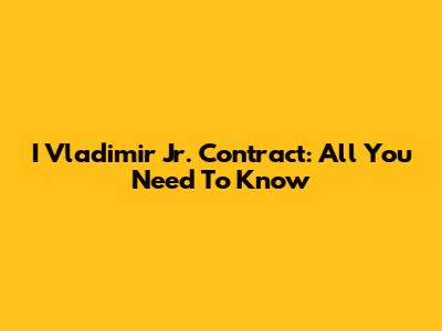 I Vladimir Jr. Contract: All You Need To Know