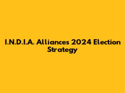 I.N.D.I.A. Alliance's 2024 Election Strategy