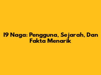 I9 Naga: Pengguna, Sejarah, Dan Fakta Menarik