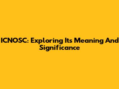 ICNOSC: Exploring Its Meaning And Significance