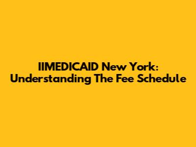 IIMEDICAID New York: Understanding The Fee Schedule