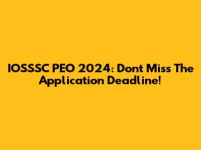IOSSSC PEO 2024: Don't Miss The Application Deadline!