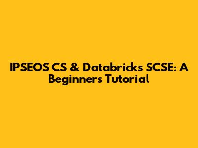 IPSEOS CS & Databricks SCSE: A Beginner's Tutorial