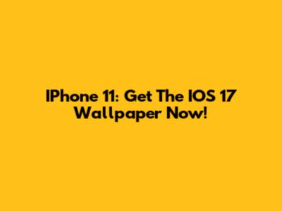 IPhone 11: Get The IOS 17 Wallpaper Now!