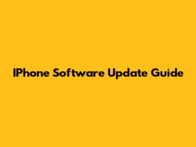 IPhone Software Update Guide
