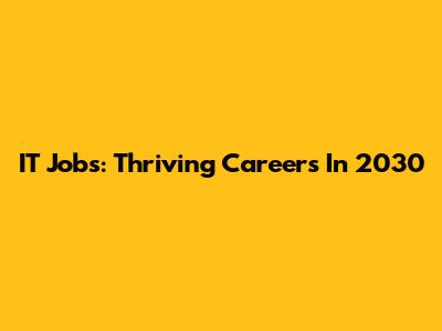 IT Jobs: Thriving Careers In 2030