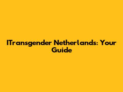 ITransgender Netherlands: Your Guide