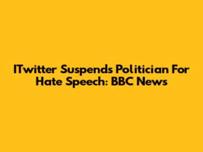 ITwitter Suspends Politician For Hate Speech: BBC News