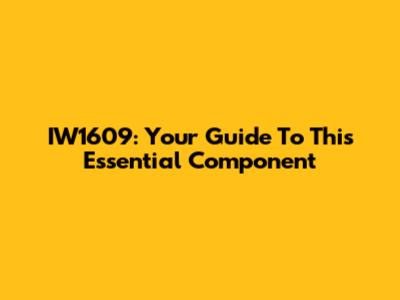 IW1609: Your Guide To This Essential Component