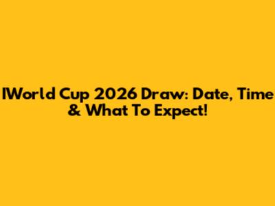 IWorld Cup 2026 Draw: Date, Time & What To Expect!