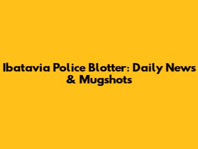 Ibatavia Police Blotter: Daily News & Mugshots