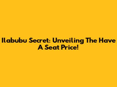 Ilabubu Secret: Unveiling The 'Have A Seat' Price!