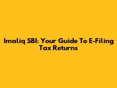 Imaliq SBI: Your Guide To E-Filing Tax Returns