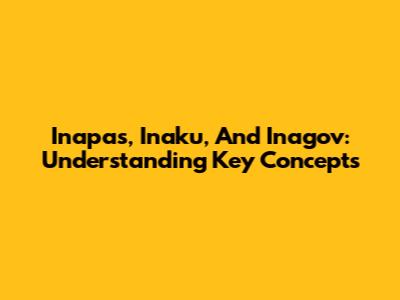 Inapas, Inaku, And Inagov: Understanding Key Concepts